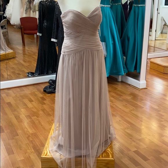 Dessy Collection Dresses & Skirts - ✔️ Taupe full length strapless bridesmaid dre…